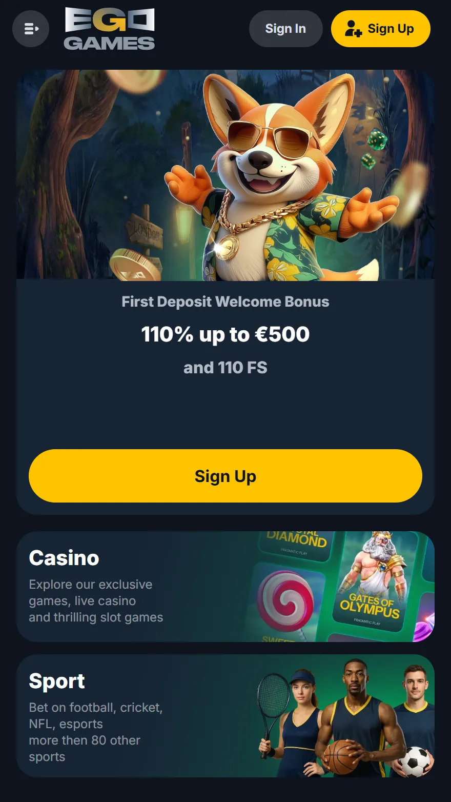 EgoGames kazino mājaslapa
