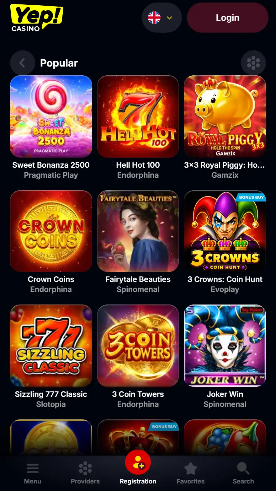 Yep Casino stranice s igrama