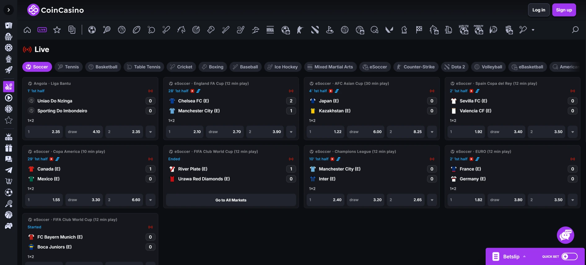 CoinCasino live sports betting