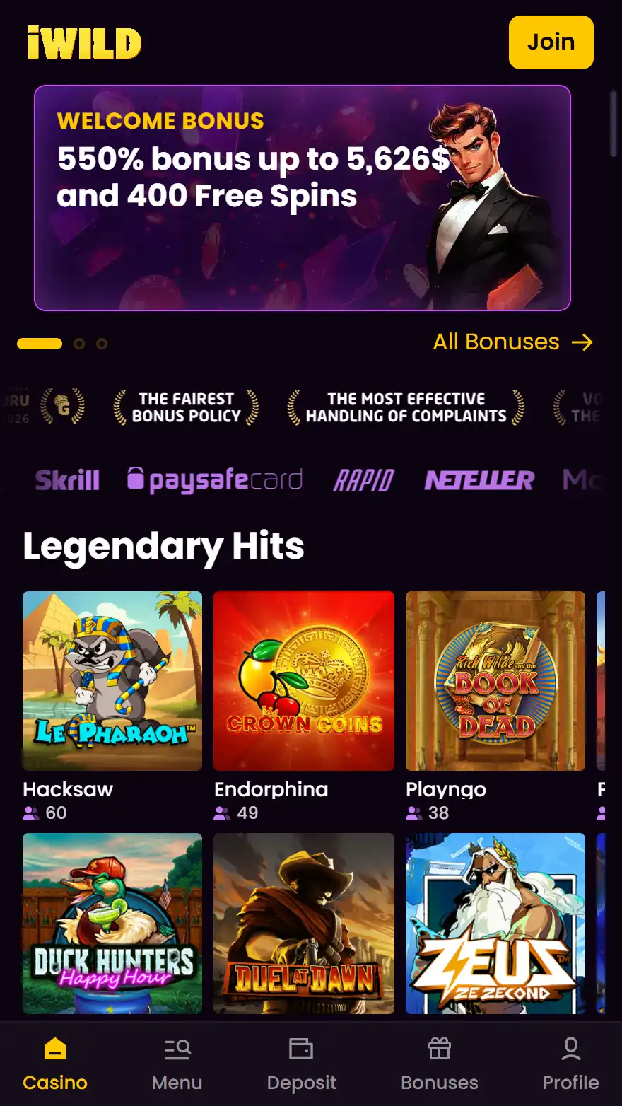iWild Casino homepage