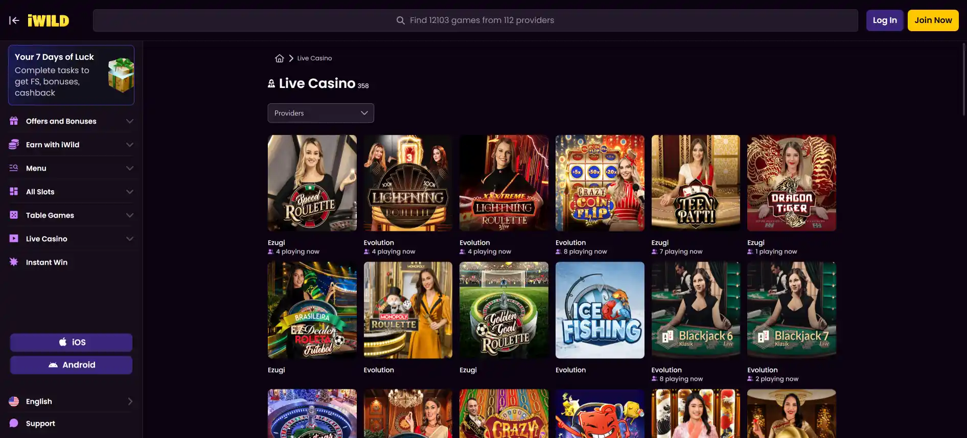 iWild Casino live casino