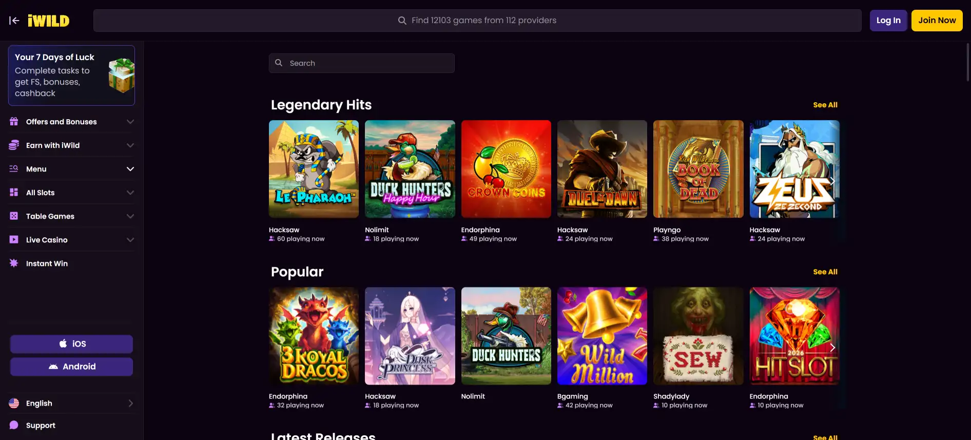 iWild Casino games
