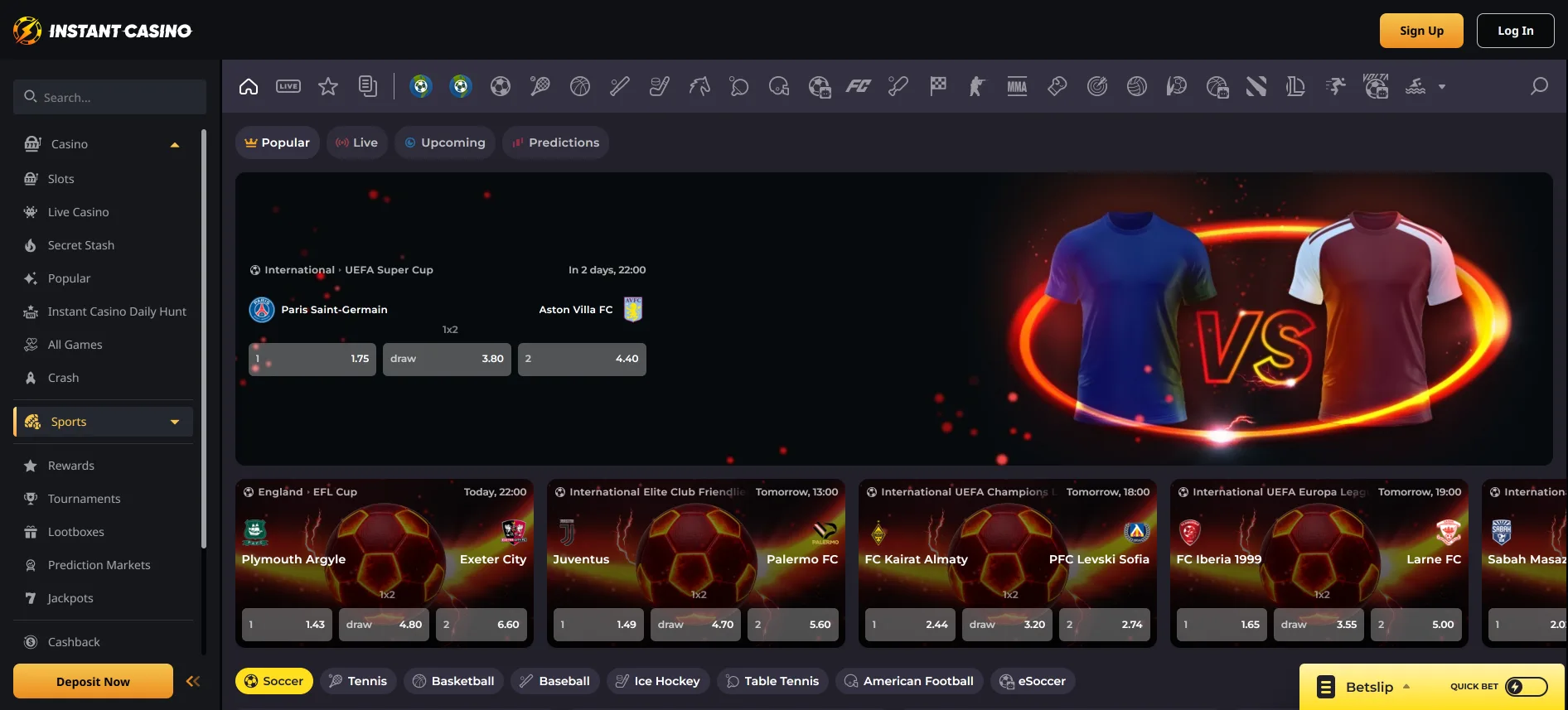 Instant Casino sports betting