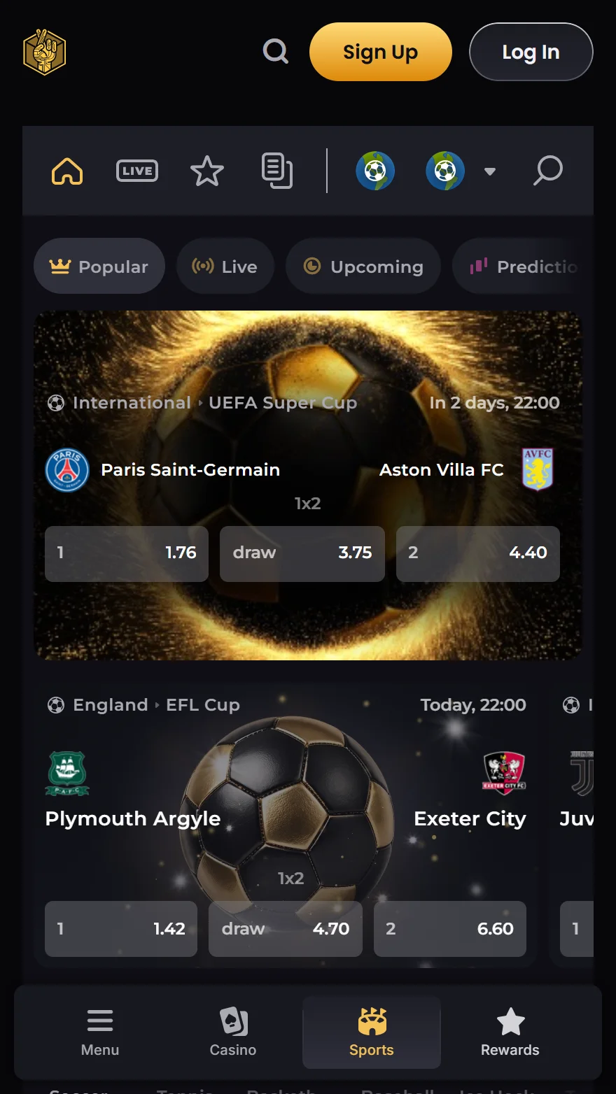 Lucky Block sports betting page