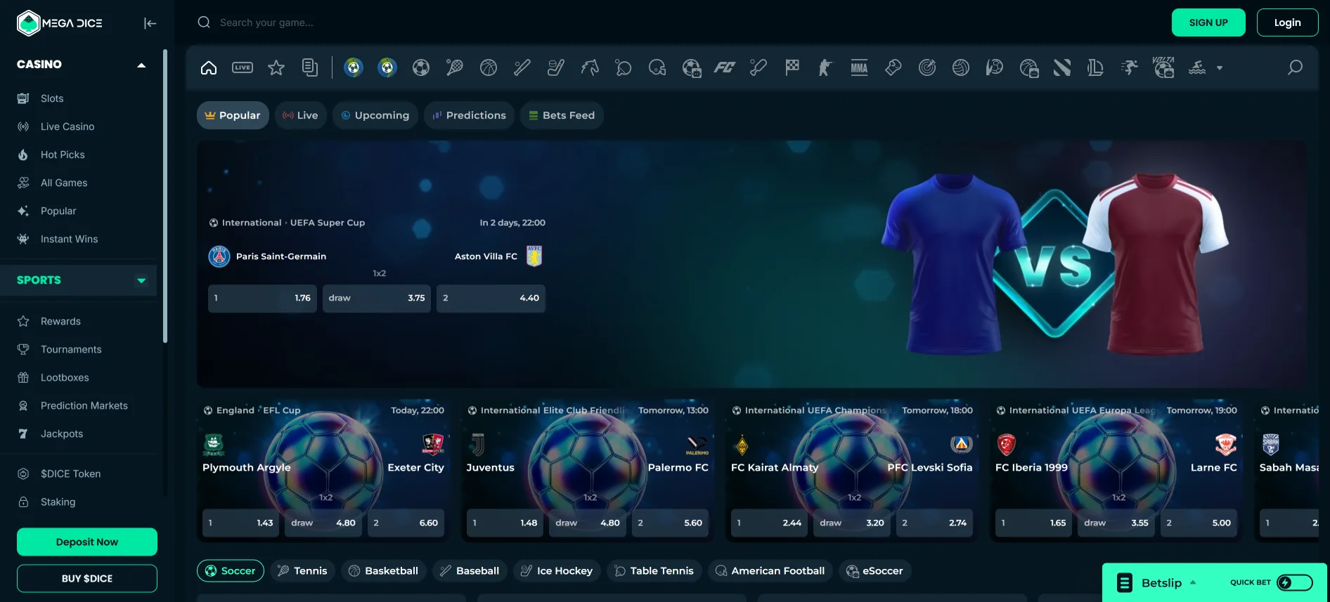 MegaDice sports betting