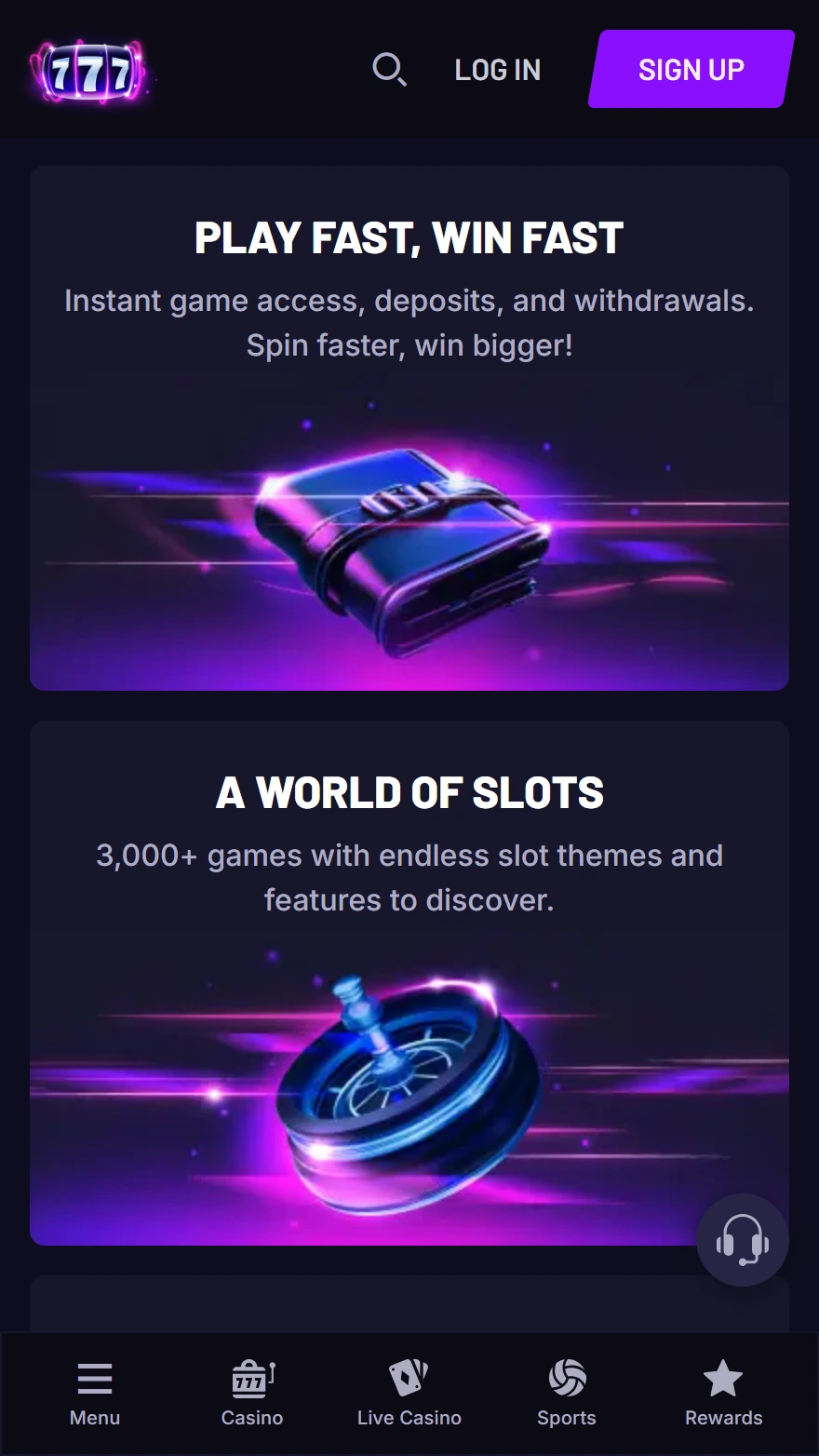Fast Slots homepage