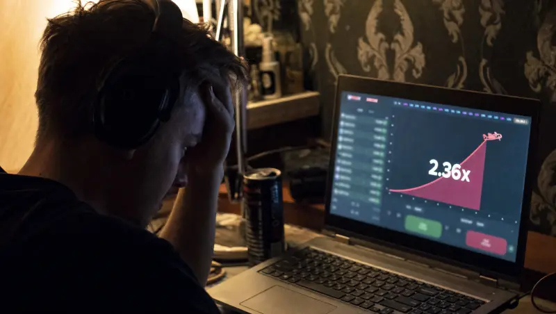 CS2 player watching a crash round multiplier climb on a gambling site