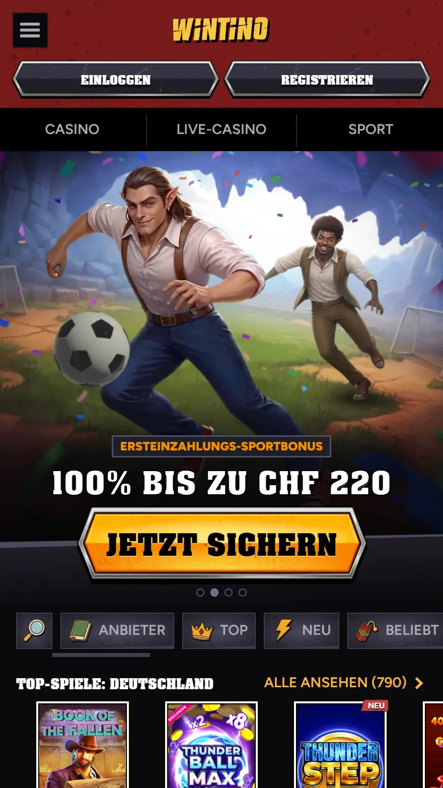 Wintino Sportwetten-Startseite
