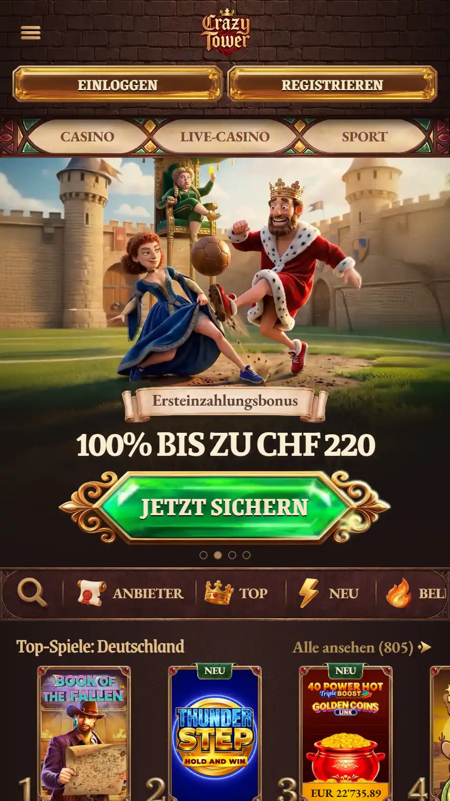 Crazy Tower Sportwetten-Startseite