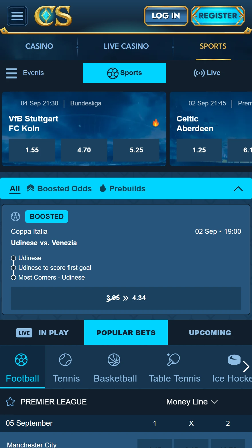 Casea sports betting page