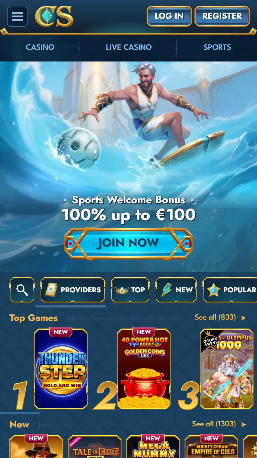 Casea Casino homepage