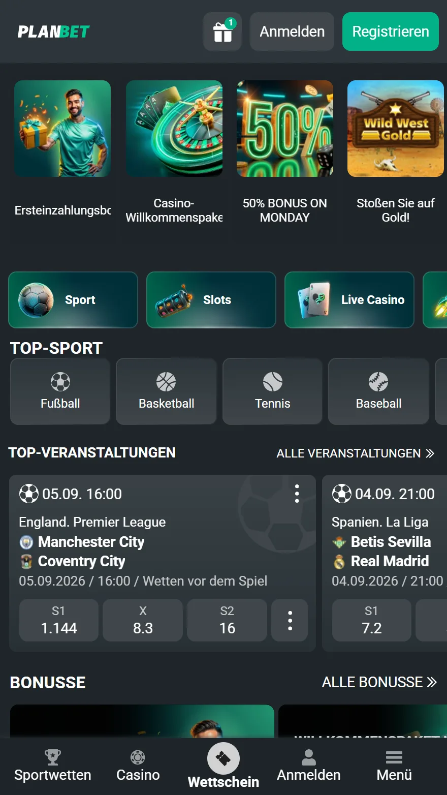 PlanBet Startseite