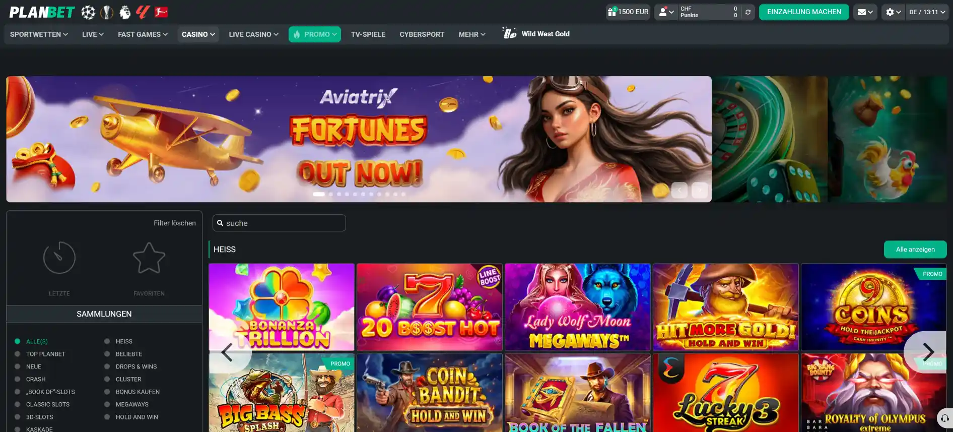 PlanBet Casino Spiele