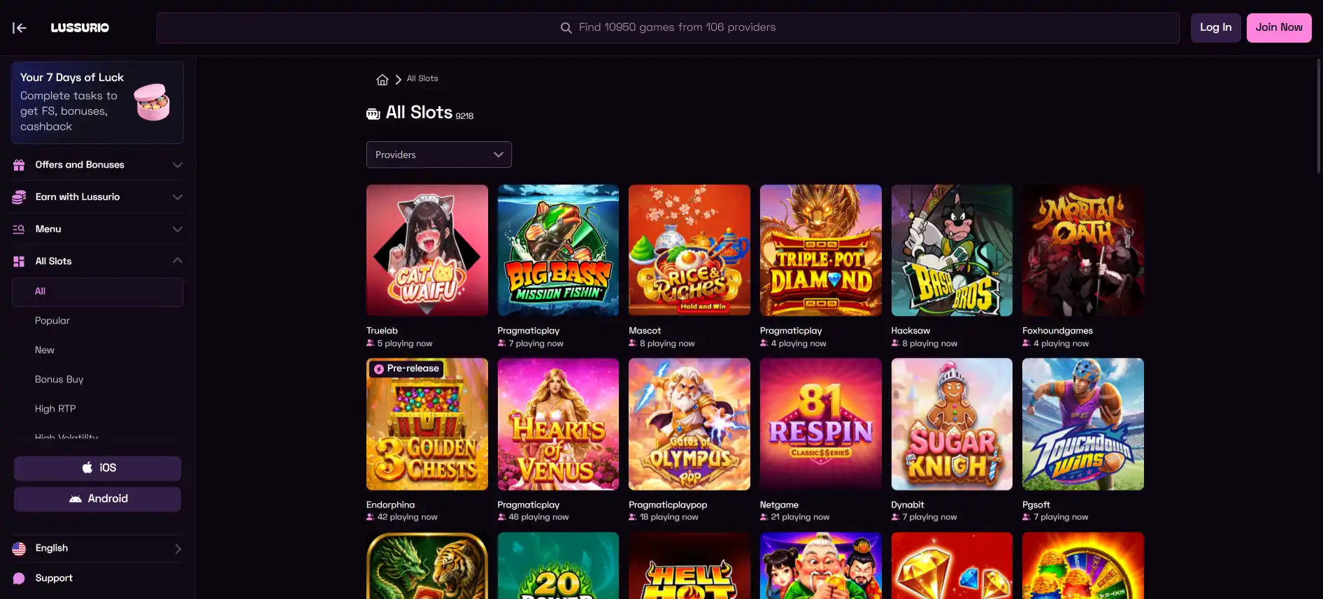 Lussurio Casino slotid