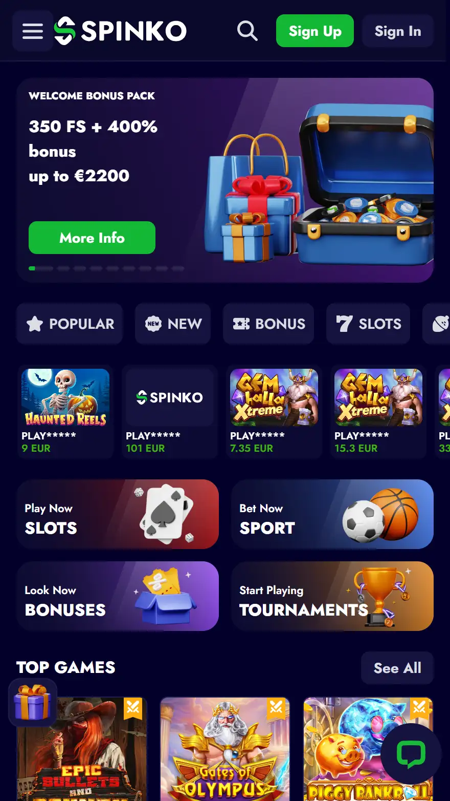 Spinko kazino mobilajā