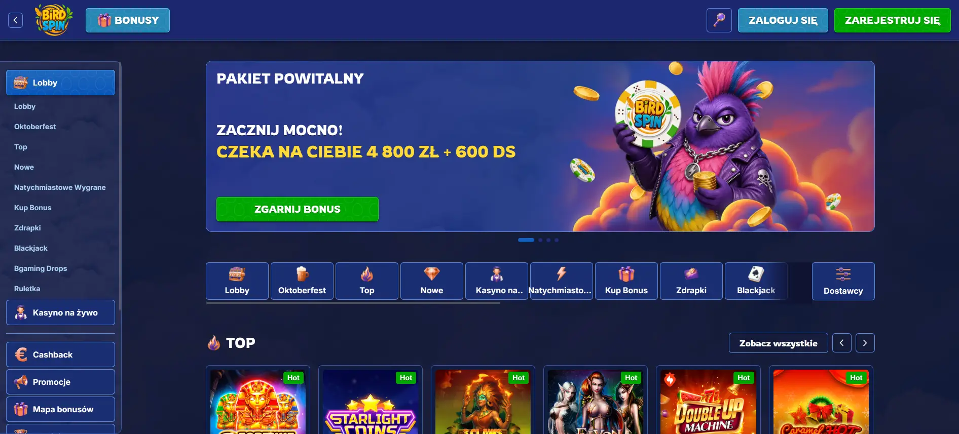 BirdSpin казино в Польше