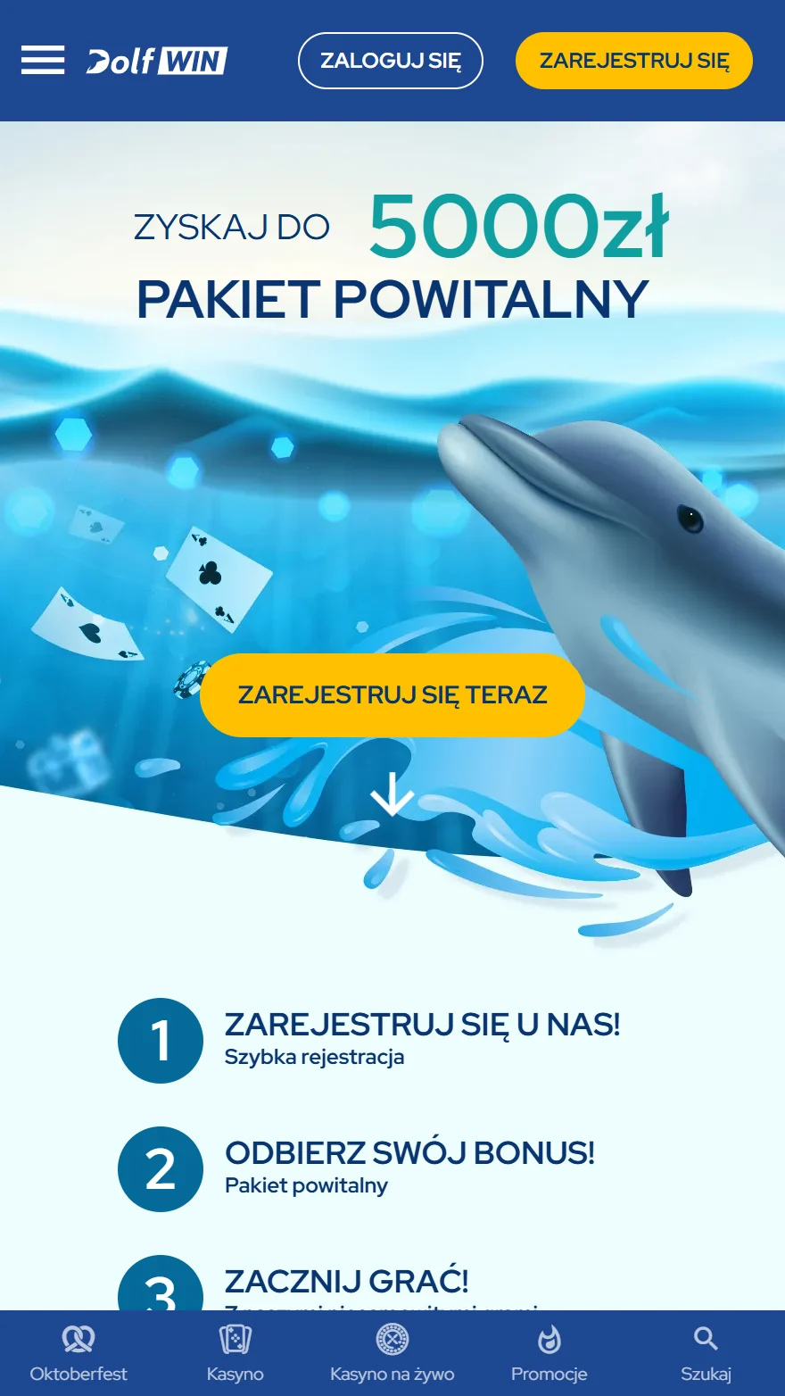 Главная страница казино Dolfwin