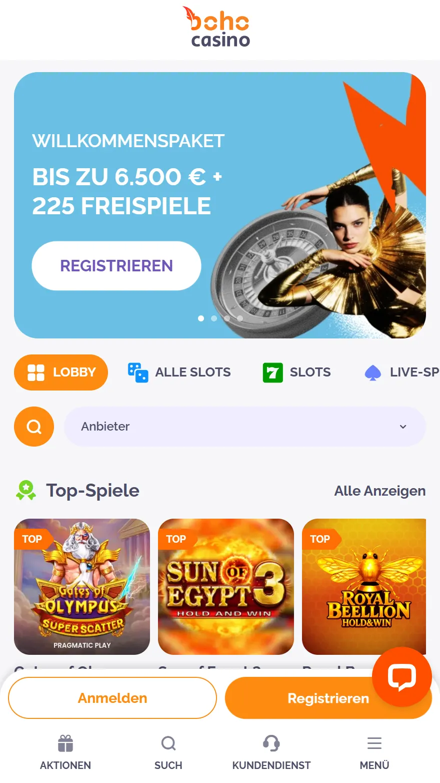 Boho Casino-Startseite