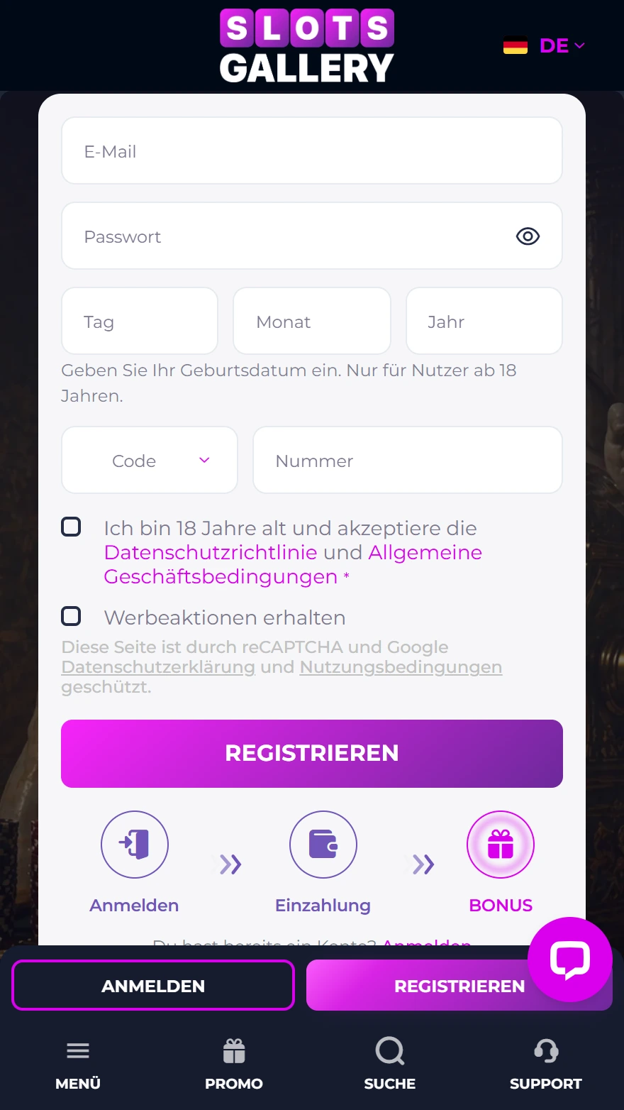 Slots Gallery Casino-Startseite