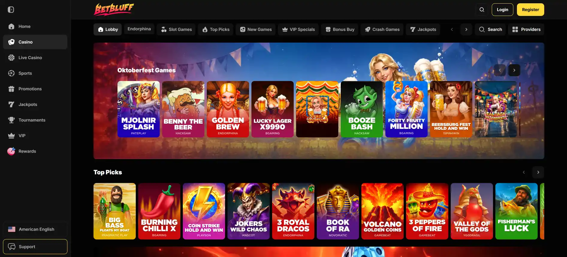 BetBluff kazino spēles