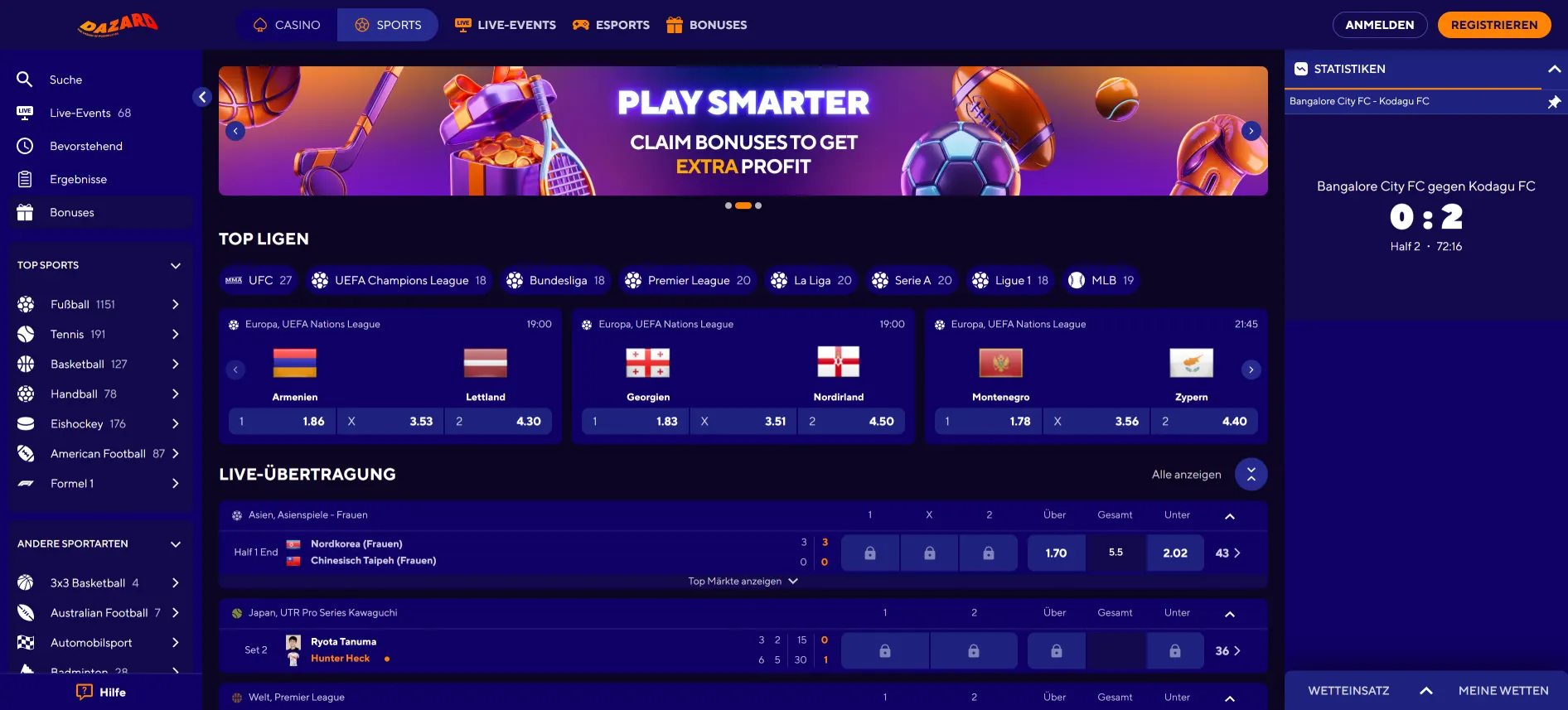 Dazard Casino Sportwetten