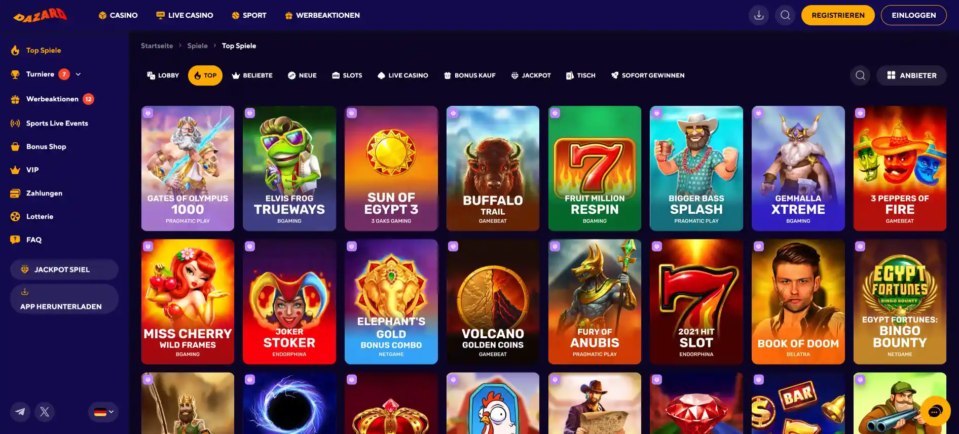 Dazard Casino Spiele