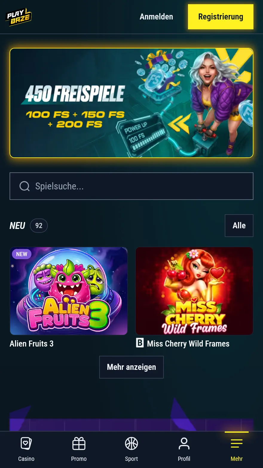 Playbaze Casino-Startseite