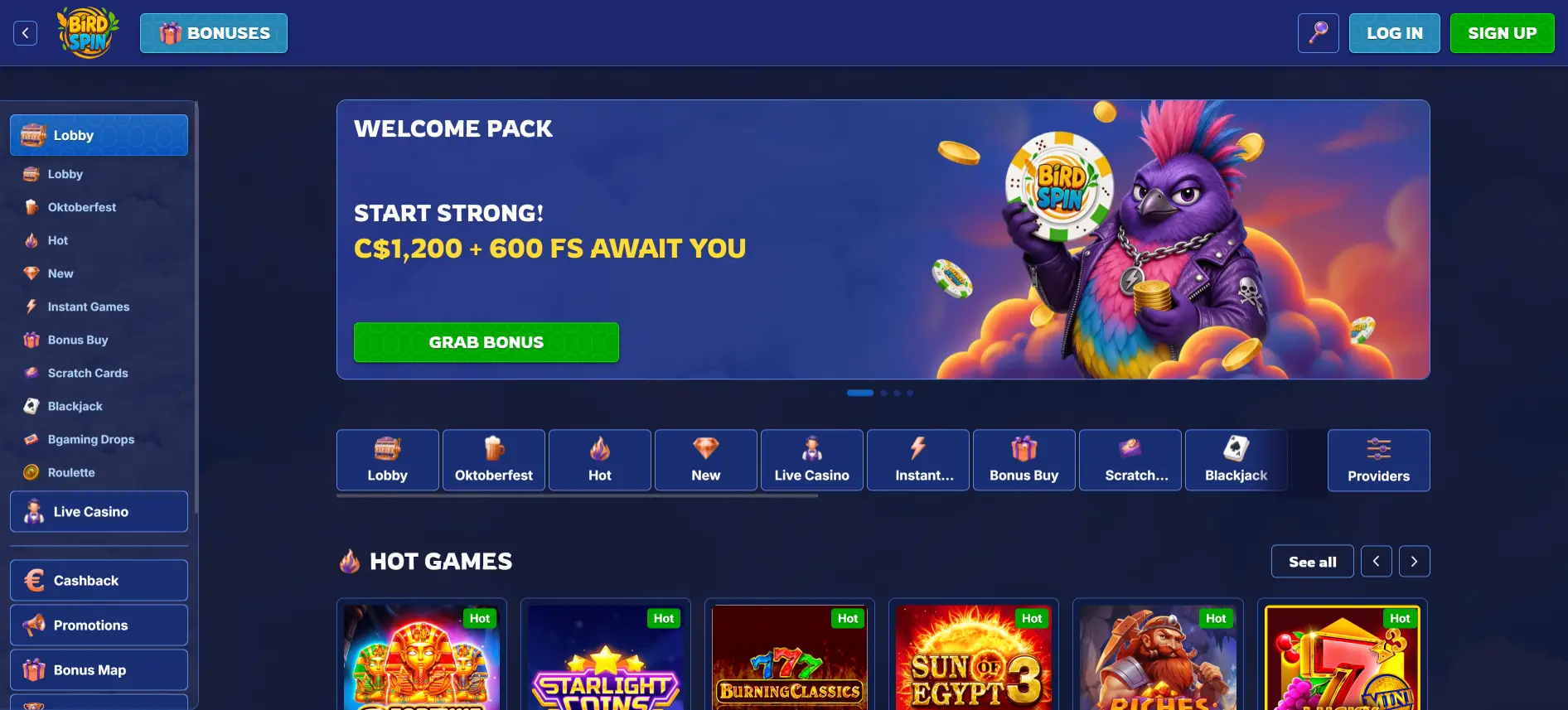 BirdSpin Casino Canada